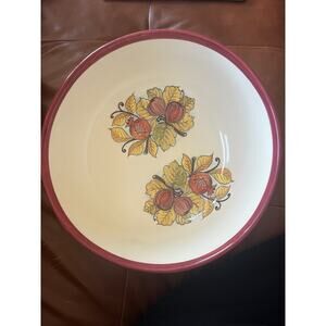 Sur La Table Figs Fruit Print 13” Serving Bowl 5” Tall Red White